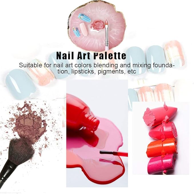 Resin Nail Art Palette, Kalolary Polish Holder Drawing Color Palette, Nail Art Painting Gel Palette Manicure Tool (Pink)-VivaGrace Women