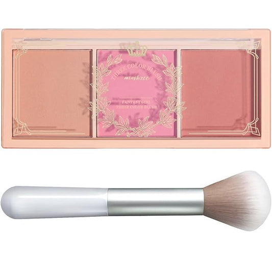 3 Color Matte Pink Blush Palette with Brush, Long Lasting Cheek Makeup, Smooth and Light Blush Powder for Face Beauty-VivaGrace Women