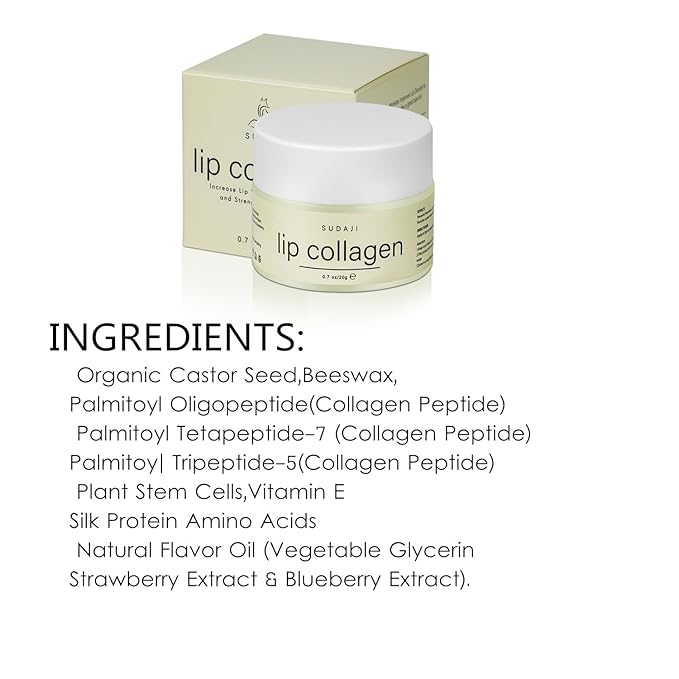 Lip Collagen + Peptide Complex, Collagen Lip Balm with Vitamins E, A -Lip Butter to Nourish & Hydrate Dry Cracked Lips, Moisturizing Lip Mask Overnight, Gentle exfoliating Lip Butter Balm-VivaGrace Women
