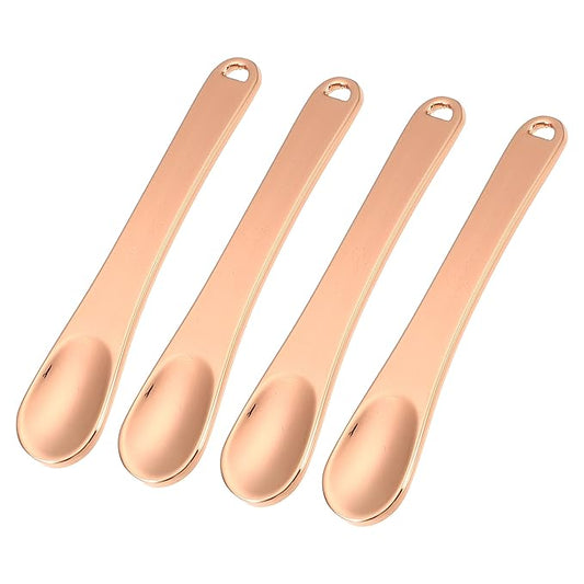 VOCOSTE 4 Pcs Makeup Spatula Mini Spoon, Eye Cream Massage Sticks Beauty Scoop, for Facial Cosmetic Face Cream, Zinc Alloy 2.32"x0.46", Rose Gold Tone-VivaGrace Women
