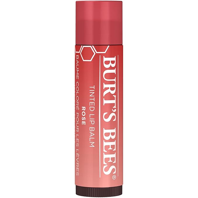 Burt's Bees Lip Tint Balm with Long Lasting 2 in 1 Duo Tinted Balm Formula, Color Infused with Deeply Hydrating Shea Butter for a Natural Looking Buildable Finish, Petal Rose (2-Pack)-VivaGrace Women
