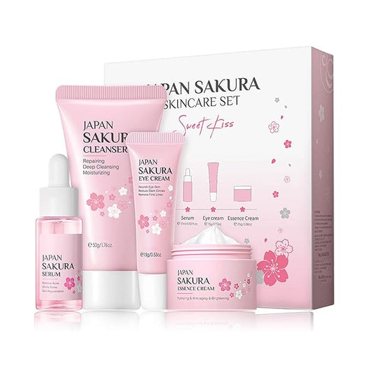Skin Care Set - Sakura Skin Care Sets & Kits - Women Gift Sets with Cleanser,Serum,Eye Cream,essence Cream - Beauty Products For Women - Skin Care Routine Travel Kit (SetB)-VivaGrace Women