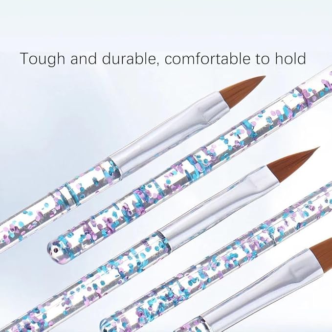 5pcs Nail Art Brushes Set, Nail Art Design Pen Painting Tools with Nail Extension Gel Brush, Nail Polish Brush, Builder Nail Gel Brush, Nail Dotting Pen Salon at Home Diy Manicure (Blue)-VivaGrace Women