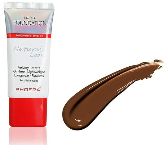 AQUAPURITY PHOERA Full Coverage Foundation New Formula Waterproof Long Lasting Oil Free Velvet Matte Liquid Foundation for Oily Skin Flawless Makeup Base Cream Concealer (109 Mocha)-VivaGrace Women