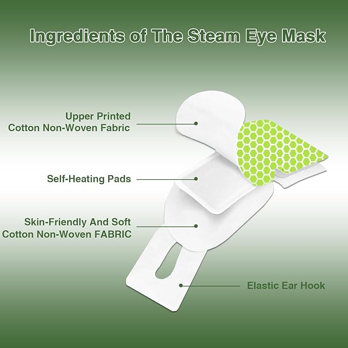 Steam Eye Masks for Dry Eyes, Heated Eye Mask Reduce Puffiness & Dark Circles, Hydrate & Soothe Tired Eyes, Travel Essentials, Business Trip, Party Favors, Green Tea 20 Packs-VivaGrace Women