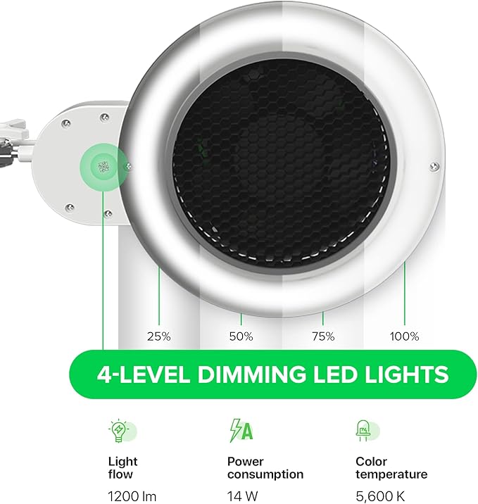 4BLANC® Alize Original Vacuum Nail Dust Collector for Pedicure with Built-in Dimmable LED Lamp, Certified HEPA 11 Medical Grade Replaceable Filter, and Universal Table Mount-VivaGrace Women