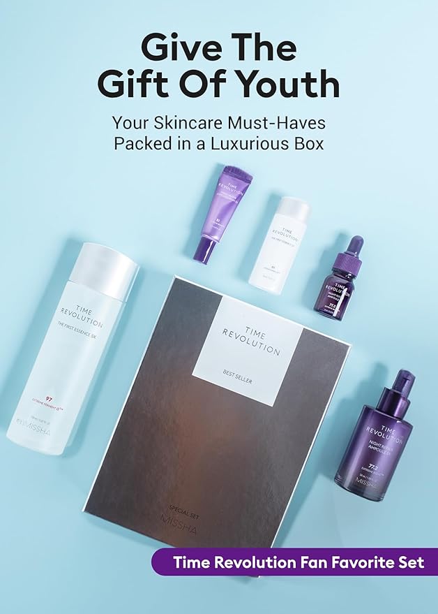 MISSHA Time Revolution Gift Set The First Essence 5X & Night Repair Ampoule 5X for Radiant, Youthful Skin-VivaGrace Women