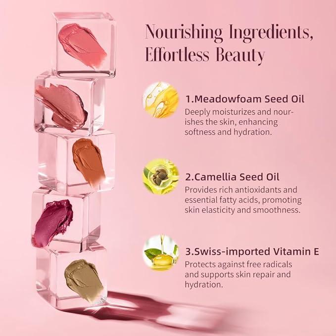 Multi-Use Makeup Cream Blush Stick, Unidollss 3-in-1 Buildable Blush Stick for Cheeks, Eyes, and Lips, Hydrating formula, All day wear, Easy Application with Thumb Puff Included (01 WHISPER)-VivaGrace Women