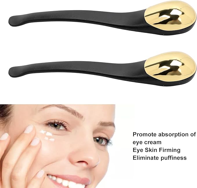 ZJchao Eye Massage Stick, 2pcs Eye Cream Applicator Spatula Metal Face Massage Tool Stick Applicator Wand Sticks Eye Cream Massage Sticks Cosmetics Spoon Massager for Dark Circle Puffiness Reduction-VivaGrace Women