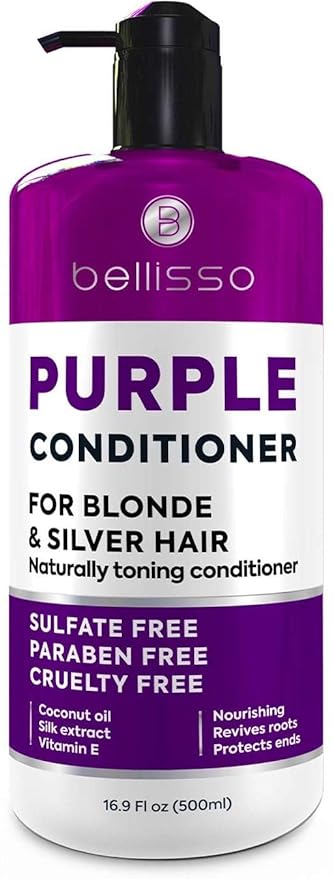 Purple Conditioner for Blonde Hair - Sulfate and Paraben Free Toner - No More Orange and Yellow Brassy Tones - More Balance for Color Treated, Bleached, Silver, White and Gray Hair - Women and Men-VivaGrace Women