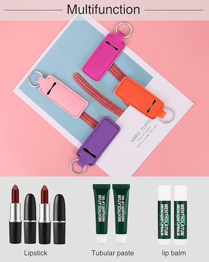 Chapstick Holder Lip Balm Sleeve Pouch Chapstick Holder With Clip Lipstick Lip Gloss Holder Stocking Stuffers Gift for Women (7pcs)-VivaGrace Women