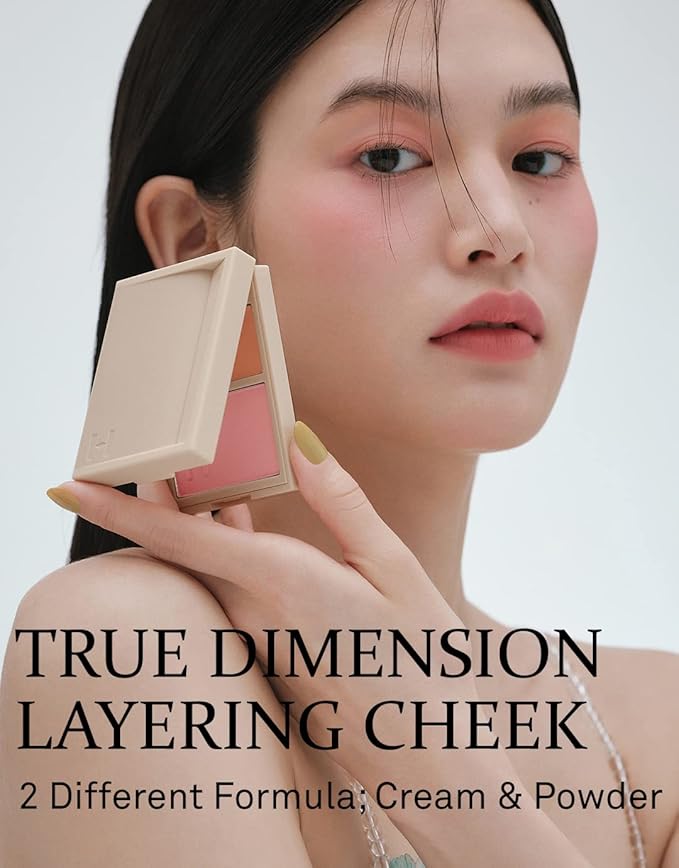 hince True Dimension Layering Cheek - Cream & Pressed Powder 2 Different Shades & Textures - Silky Seamless Long Lasting Blush Makeup - Muted Beige & Elegant Rose Beige (1, NEW SYMPHONY, L002)-VivaGrace Women