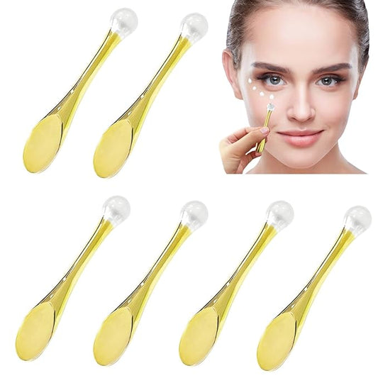 6Pcs Mini Eye Roller Plastic Eye Cream Massager Sticks Makeup Spatula Scoop Dark Circle Remover Beauty Cosmetic Tool for Skin Care,Golden-VivaGrace Women