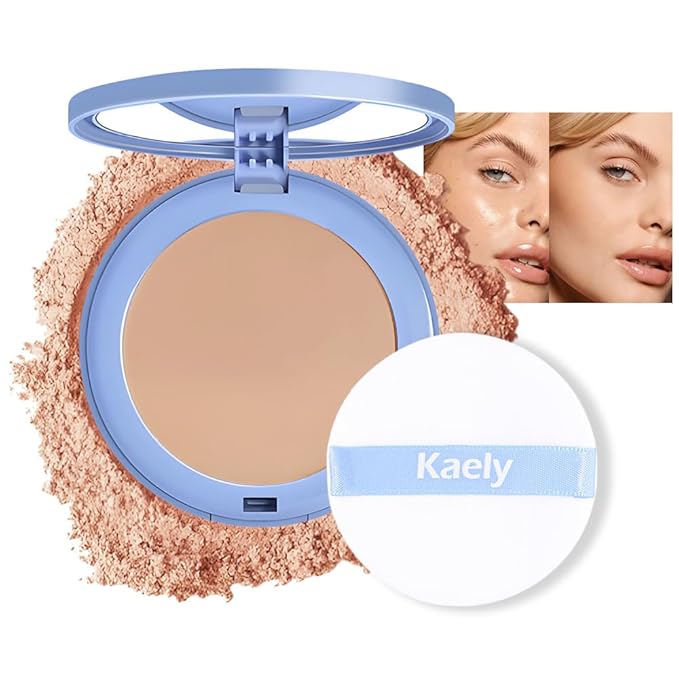 evpct Kaely Oil Control Pressed Face Powder, Get Smooth Flawless Fine Lines and Lightweight Finishing Foundation, Control Shine Long Lasting Waterproof Face Setting Powder Cosmetic, 08 Golden Beige-VivaGrace Women