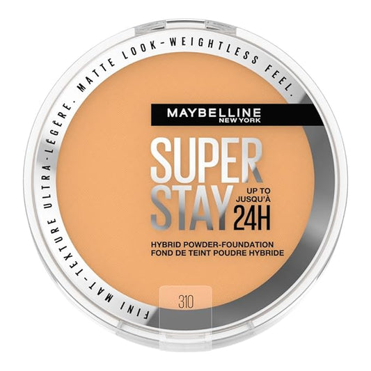 Maybelline Super Stay Up to 24HR Hybrid Powder-Foundation, Medium-to-Full Coverage Makeup, Matte Finish, 310, 1 Count-VivaGrace Women