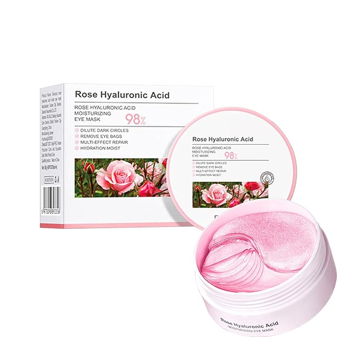 Rose Under Eye Mask,Rose Hyaluronic Acid Moisturizing Under Eye Patches,Collagen Under Eye Gel Patches for Dark Circles and Puffy Eyes Reduce Fine Lines Anti-Ageing-VivaGrace Women