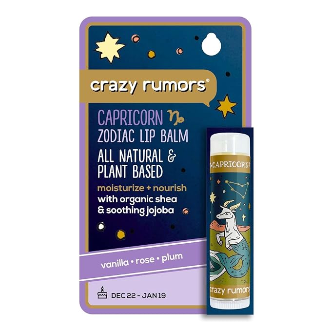 Crazy Rumors Capricorn Zodiac All Natural, Plant Based Lip Balm to Moisturize and Nourish your Lips - Earth Blend (Sweet Vanilla, Fragrant Rose and Plum)-VivaGrace Women
