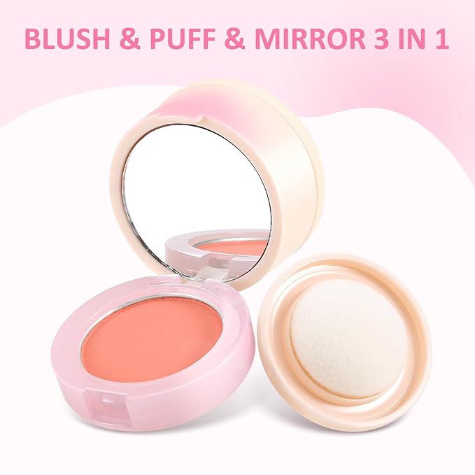 Boobeen Blush Compact for Face, Matte Powder Blush for Cheeks Powder Palette, Nude Light Blush with Puff, Blusher Makeup for a Radiant, Natural Glowing-VivaGrace Women