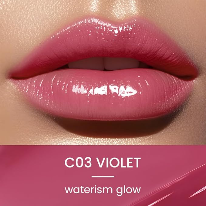 CATKIN Glossy Lip Balm Ultra Hydating Glow Lip Tinted Jelly Plump Melting Balm Shea Butter Repair Soothing For Dry Lips Dewy Finished 0.12 oz C03 VIOLET-VivaGrace Women