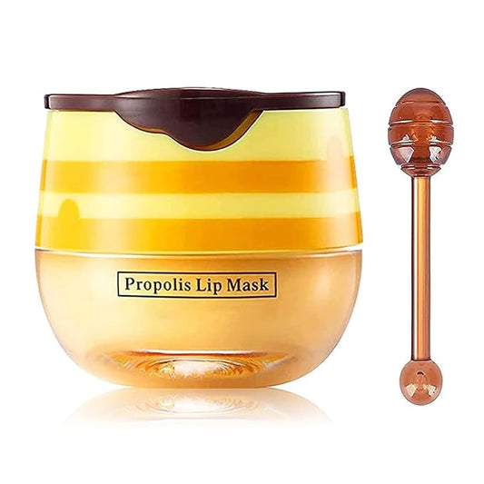 Honey Lip Balm Pot, Propolis Lip Mask, Strawberry Hydrating Propolis Lip Sleeping Mask, Prevent Dry&Cracked, Lip Repair Nourishes the Lip Skin (Honey)-VivaGrace Women