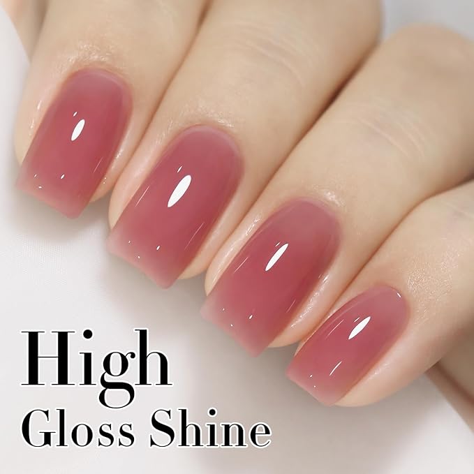 Double Rhythm Gel Polish Translucent Sheer Neutral Natural Light Milky Same Color Same Bottle 15ML Jelly Polish Art DIY at Home (Light Pink Purple-A1373)-VivaGrace Women