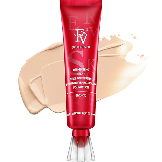 FV Waterproof Foundation with Medium Coverage, Oil-free & Long Lasting, Lightweight, Matte Foundation for Oily/Normal Skin, Sweat-resistant Liquid Makeup Foundation for Face, 30g, Ivory-VivaGrace Women