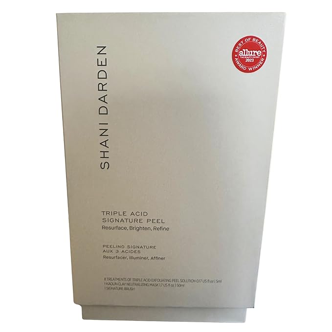SHANI DARDEN SKIN CARE Triple Acid Peel, 2-Step Exfoliating Face Peel with Mandelic, Lactic & Glycolic Acids, Kaolin Clay Neutralizing Mask & Brush, Helps Improve Dark Spots & Skin Texture, 1.69 fl oz-VivaGrace Women