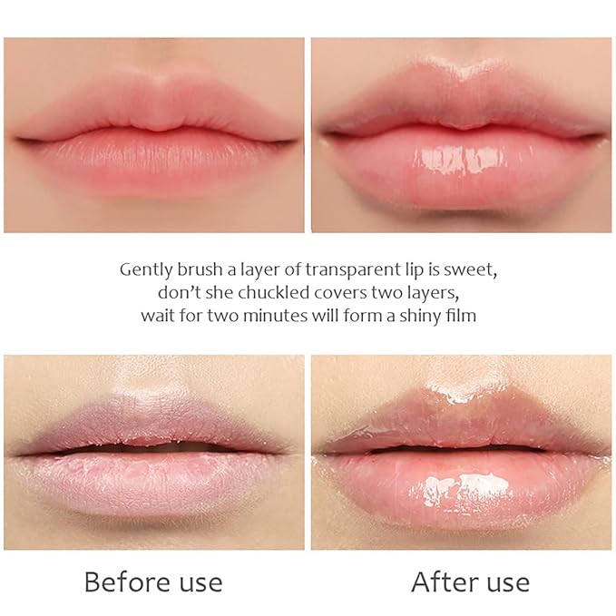Lip Oil Hydrating Tinted Lip Balm, Plump Lip Gloss Lip Care Transparent Toot Lip Oil Tinted (004# Transparent)-VivaGrace Women