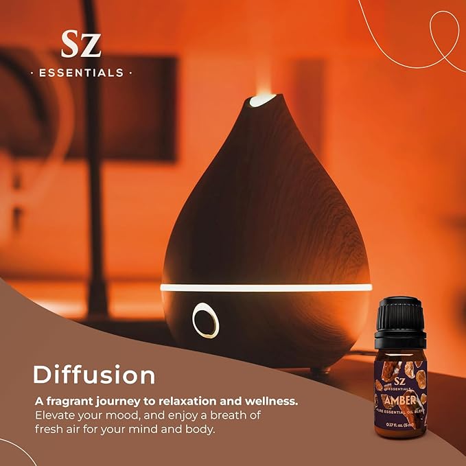 Amber 100% Pure, Essential Undiluted Oil - Extracted from Amber Resin - Rich & Floral Scent, with Smoky Overtones - Therapeutic Grade & Vegan - 0.17oz (5ml)-VivaGrace Women