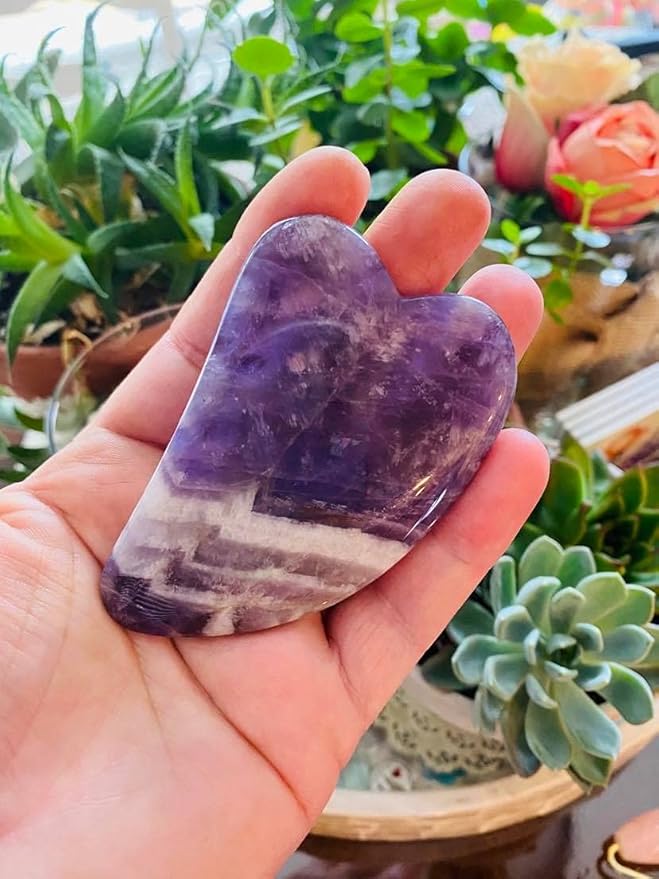 100% Authentic Amethyst Mother's day Gift Set Amethyst Eye Mask Amethyst Jade Roller & Gua Sha Set Facial Mask Instant Puffiness promote relaxation and relief stress.-VivaGrace Women