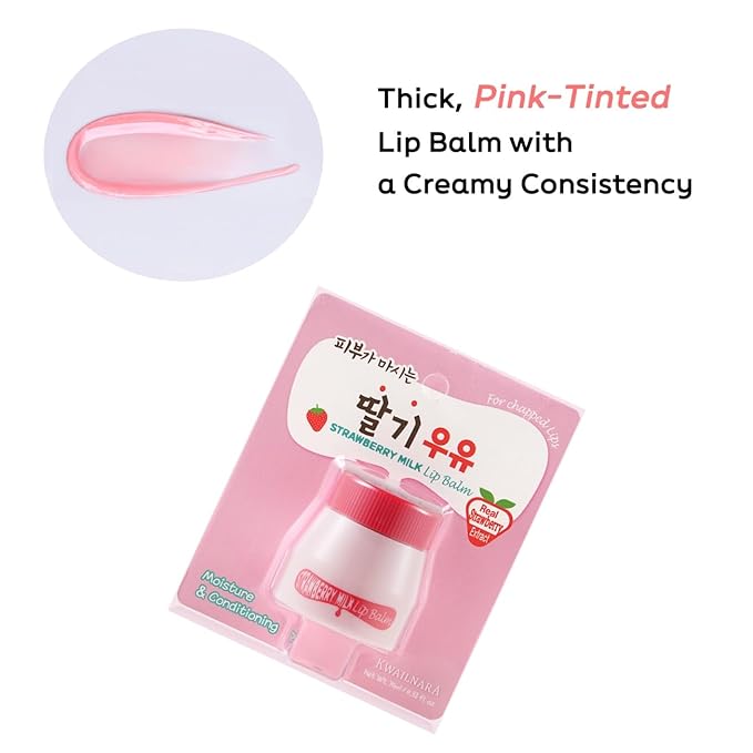 WELCOS Kwailnara Milk Lip Balm | Moisturizing, Soothing, Nourishing with Milk and Royal Jelly Extract | Korean Lip Care | 10 ml / 0.33 Fl. oz | Strawberry-VivaGrace Women