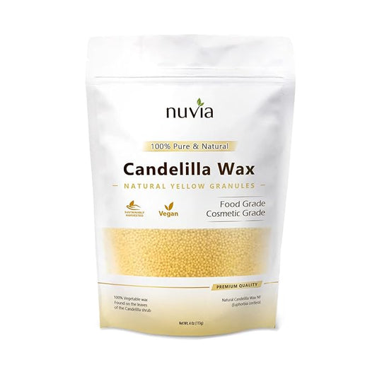 Candelilla Wax 100% Pure & Natural, Vegan - Vegetable Wax; Food & Cosmetic Grade, Granule Form; 4 oz by Nuvia Organics-VivaGrace Women
