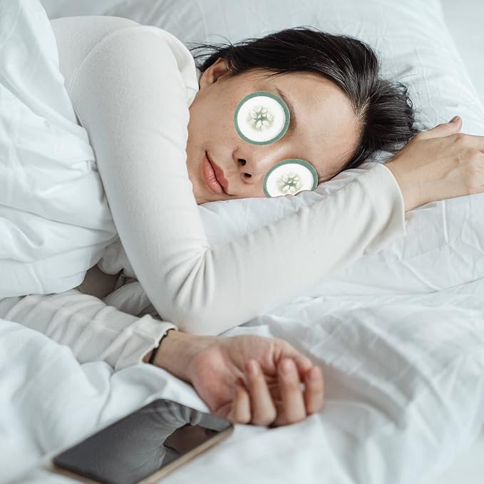 Mobestech Cucumber Eye Pads 100 Pads Non-woven Eye Soothing Spa Cooling Eye Patches with Fruit Vegetable Extracts for Eyes Reduce Dark Circles-VivaGrace Women