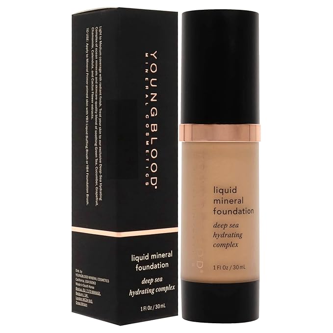 Youngblood Liquid Mineral Foundation, Sun Kissed | Lightweight, Dewy Full Coverage Makeup for Dry Skin | Poreless, Flawless Tinted Glow | Vegan, Cruelty Free, Gluten-Free-VivaGrace Women