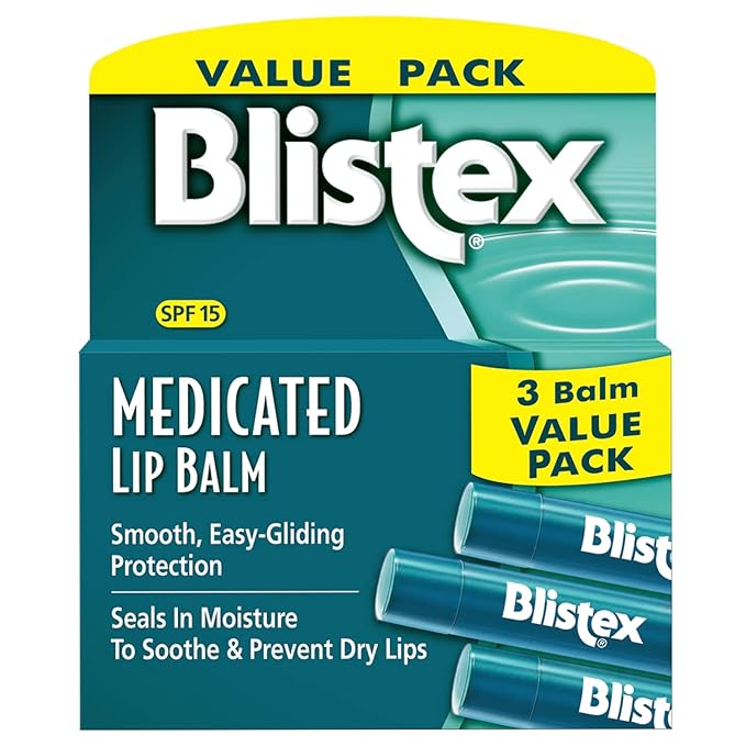 Blistex Medicated Lip Balm, 0.15 Ounce, 3 Count (Pack of 1) Prevent Dryness & Chapping, SPF 15 & Five Star Lip Protection Balm, 0.15 Ounce – Wind & Water-Resistant Lip Care-VivaGrace Women