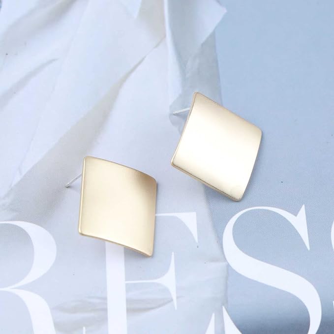 Vintage Square Stud Earrings Square Shape Earrings Geometric Gold Earrings Minimalist Earrings Jewelry for Women and Girls-VivaGrace Women