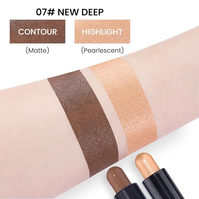 evpct 2in1 Face Shaping & Contouring Stick Cream Contour Concealer Bronzer Stick Makeup Kit for Beginner Face Highlighter Makeup Stick contorno maquillaje de maquillaje profesional,NEW Deep-VivaGrace Women