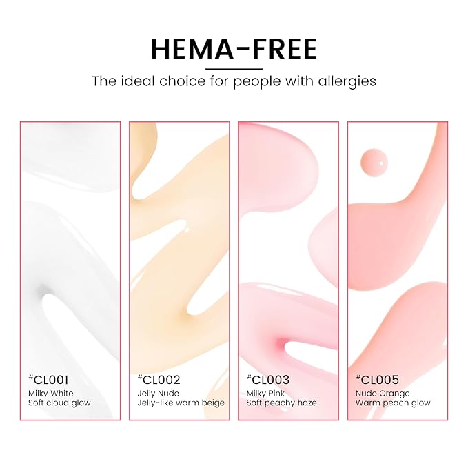 Jelly Gel Nail Polish Kit with U V Light, Hema-Free Milky Jelly White Pink Nude Orange Gel Polish Set with Base & Top Coat Chrome Nail Powder, 4 Colors Mini Salon Nail Art Starter Gift for Women Girl-VivaGrace Women