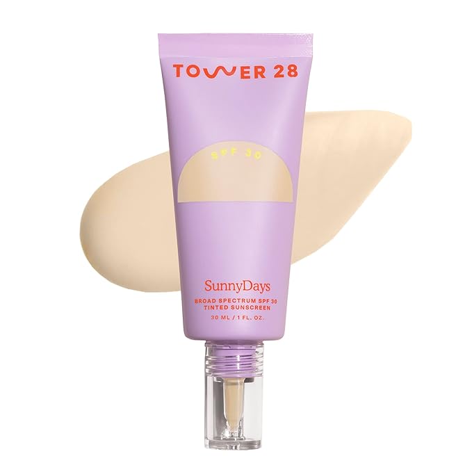 Tower 28 Beauty SunnyDays SPF 30 Tinted Mineral Sunscreen - For Sensitive Skin - 2-in-1 Facial Broad Spectrum UVA/UVB Protection + Foundation - Shade 10 LARCHMONT, 1 Fl Oz-VivaGrace Women