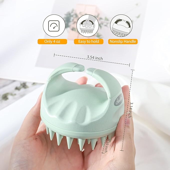Sndyi Scalp Massager Shampoo Brush, Scalp Scrubber with Soft Silicone Bristles, Scalp Exfoliator for Dandruff Removal, Scalp Massager for Hair Growth, Wet Dry Hair Brush for Scalp Care, Green-VivaGrace Women