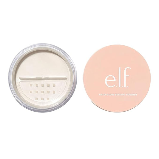 e.l.f., Halo Glow Setting Powder, Silky, Weightless, Blurring, Smooths, Minimizes Pores and Fine Lines, Creates Soft Focus Effect, Light, Semi-Matte Finish, 0.24 Oz-VivaGrace Women