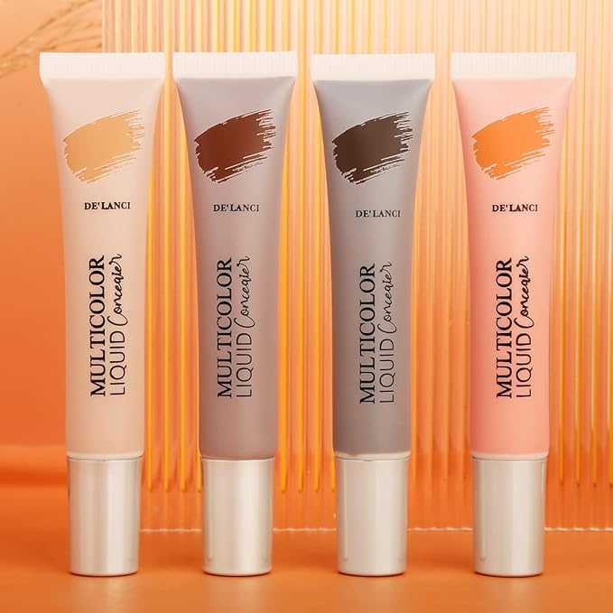 Liquid Concealer Makeup 4Pcs,Corrector Foundation for Black Women Oily Dry Skin, Foundation Concealer in One Primer Face Makeup Full Coverage, Advanced Pore Minimizer, Lightweight All-Day Hold,0.67 oz-VivaGrace Women