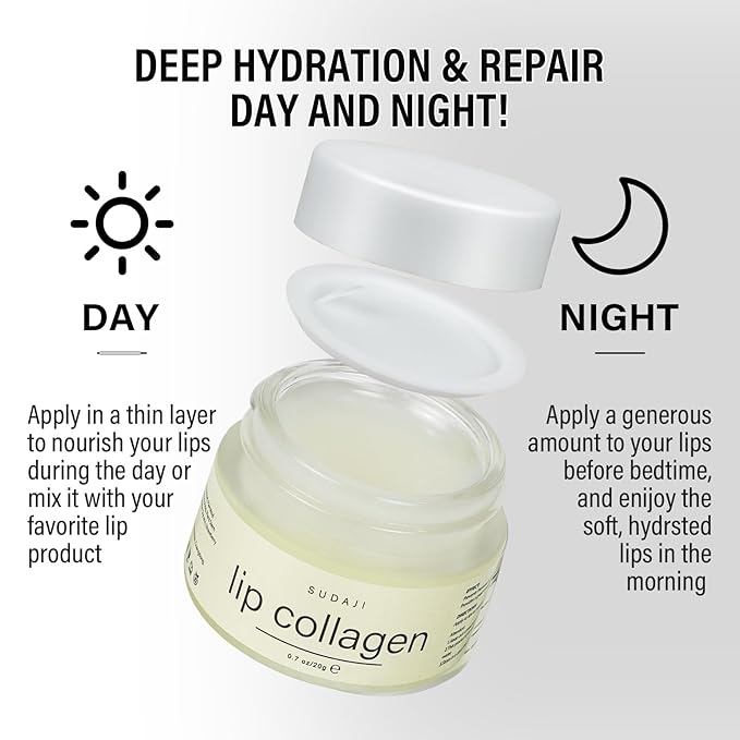 Lip Collagen + Peptide Complex, Collagen Lip Balm with Vitamins E, A -Lip Butter to Nourish & Hydrate Dry Cracked Lips, Moisturizing Lip Mask Overnight, Gentle exfoliating Lip Butter Balm-VivaGrace Women