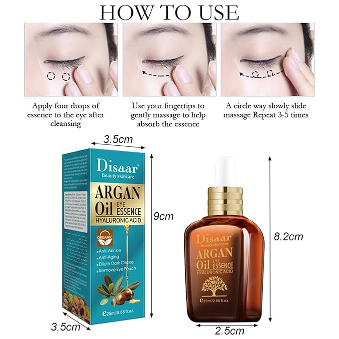 Argan Oil Eye Essence Hyaluronic Acid Anti-Wrinkle Anti-Aging Remove Eyes Pouch 25ml/0.88fl.oz-VivaGrace Women