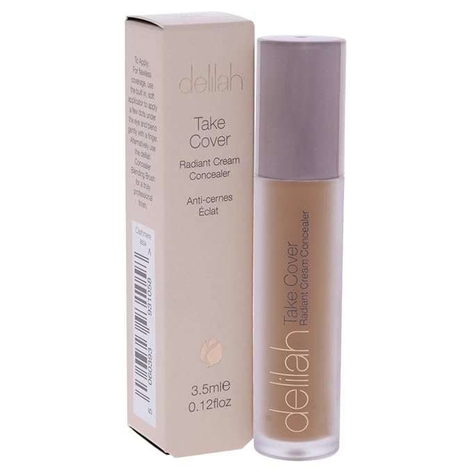 delilah - Take Cover Radiant Cream Concealer - Chashmere - Blendable, Hydrating, Long-Lasting, Light Reflecting, Imperfections Corrector - Enriched with Vitamin E - Medium to Full Coverage - 0.12 Oz-VivaGrace Women