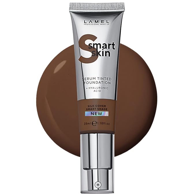 LAMEL Smartskin Serum Tinted Foundation - Hydrating & Nourishing - Hypoallergenic & Skin-Caring - Color Correcting - Anti-Aging Formula with Hyaluronic Acid, 412-1,18 fl.oz-VivaGrace Women