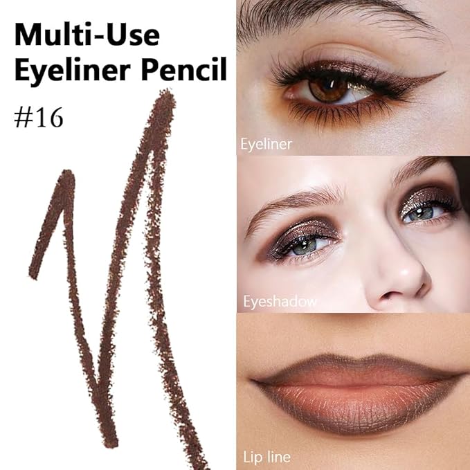 evpct Brown Gel Eyeliner Pencil for Women Waterline Waterproof Smudge Proof Eye Makeup Liners, Brown Mascara Eye Liner Gel Liner Eyeliner with Sharpener delineador de ojos contra el agua 16
