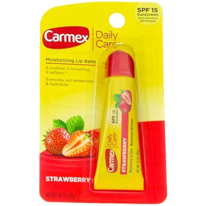 Carmex Daily Care Lip Balm Strawberry SPF 15 0.35 oz (Tube in Blister Pack)-VivaGrace Women