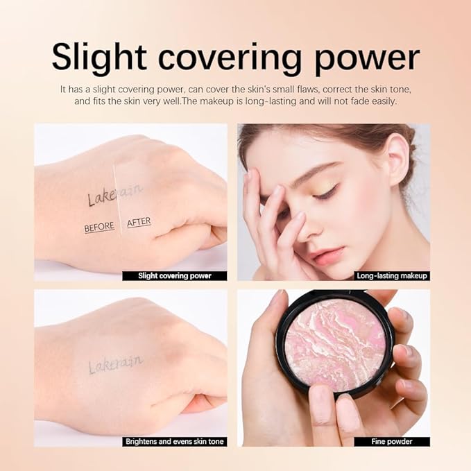 Baked Brighten Foundation, Coror Correcting Baked Balance Foundation,Buildable Coverage, Lightweight Powder Foundation, Creates a Perfect Canvas and a Natural Semi-Matte Finish(02# Tan)-VivaGrace Women