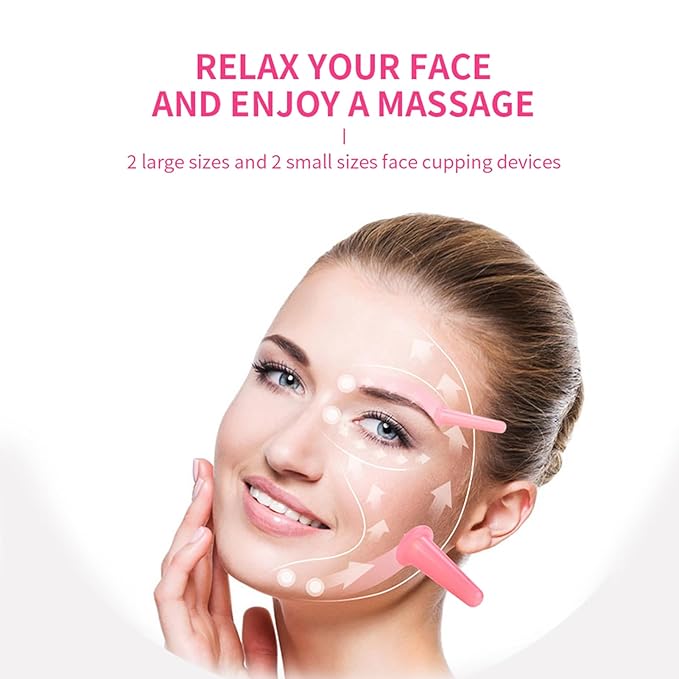 14PCS Facial Cupping for Massage - Face Cupping Set, Vacuum Suction Cups for Neck Body Beauty Anti Cellulite Cup Therapy and Cellulite Massager-VivaGrace Women